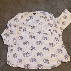 torrid White Blouse with Purple Elephant Print